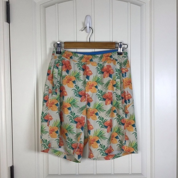 Birddogs Hawaiian Floral Print Gym Shorts Size Small Long. - Picture 2 of 8